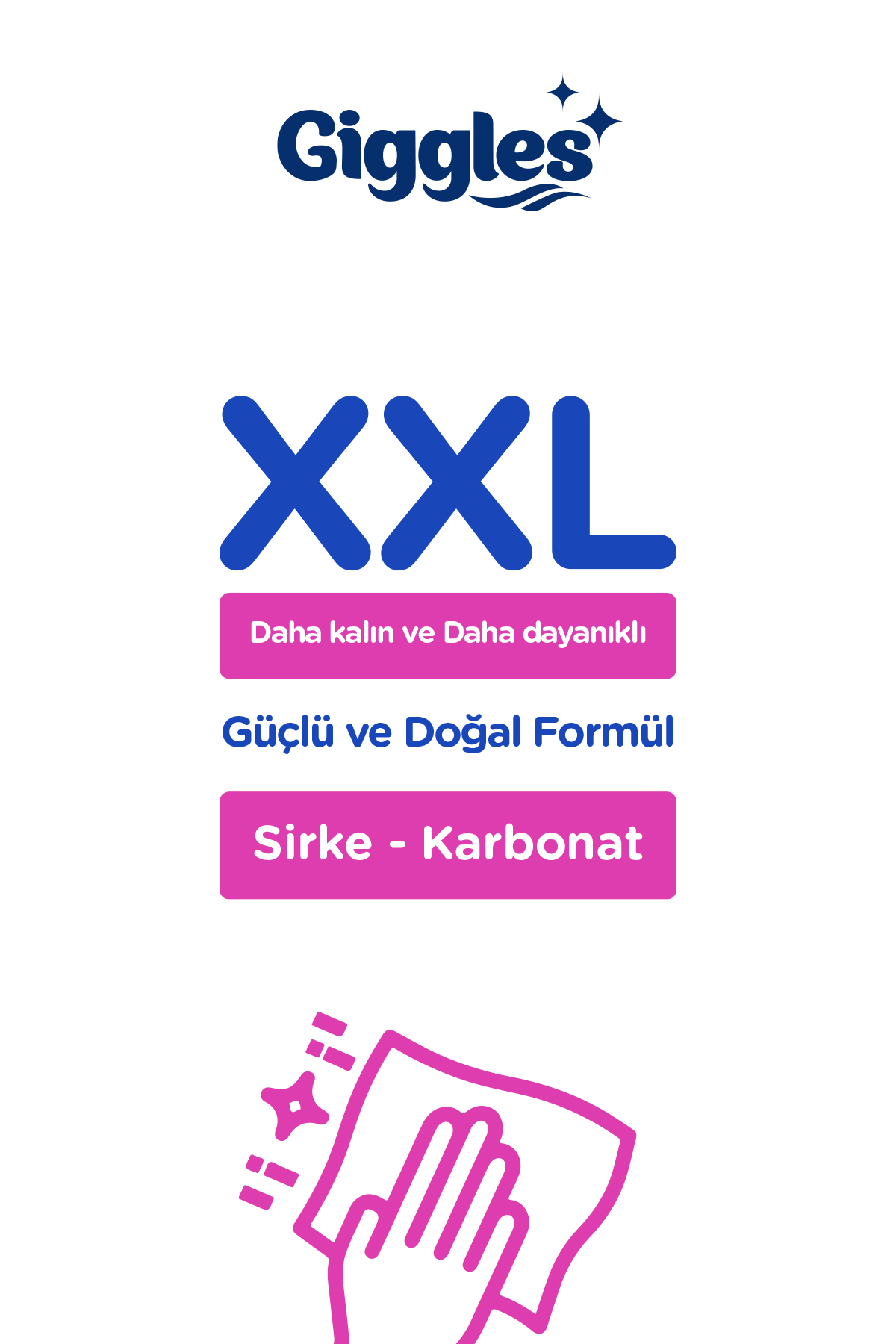 Giggles XXL İz Bırakmayan Yüzey Temizlik Havlusu -  (Beyaz Sabun-Çiçek Bahçesi-Okyanus Esintisi)  1200 Havlu